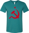 Mens Soviet Shirt Red Hammer And Sickle Tri Blend V-neck Tee T-Shirt