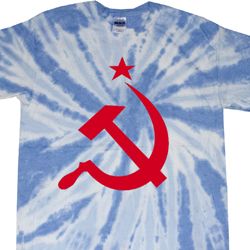Mens Soviet Shirt Red Hammer And Sickle Twist Tie Dye Tee T-shirt