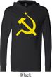 Mens Soviet Shirt Yellow Hammer And Sickle Lightweight Hoodie Tee