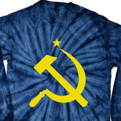 Mens Soviet Shirt Yellow Hammer And Sickle Long Sleeve Tie Dye Tee