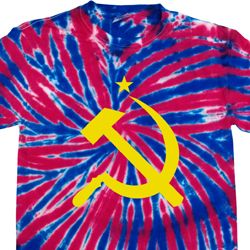 Mens Soviet Shirt Yellow Hammer And Sickle Patriotic Tie Dye Tee