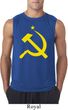 Mens Soviet Shirt Yellow Hammer And Sickle Sleeveless Tee T-Shirt