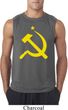 Mens Soviet Shirt Yellow Hammer And Sickle Sleeveless Tee T-Shirt