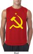 Mens Soviet Shirt Yellow Hammer And Sickle Sleeveless Tee T-Shirt