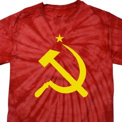 Mens Soviet Shirt Yellow Hammer And Sickle Spider Tie Dye Tee T-shirt