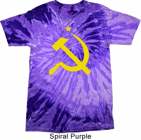 Mens Soviet Shirt Yellow Hammer And Sickle Tie Dye Tee T-shirt