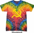 Mens Soviet Shirt Yellow Hammer And Sickle Tie Dye Tee T-shirt