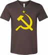 Mens Soviet Shirt Yellow Hammer And Sickle Tri Blend V-neck Tee