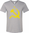 Mens Soviet Shirt Yellow Hammer And Sickle Tri Blend V-neck Tee