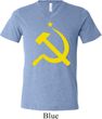 Mens Soviet Shirt Yellow Hammer And Sickle Tri Blend V-neck Tee