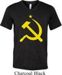 Mens Soviet Shirt Yellow Hammer And Sickle Tri Blend V-neck Tee