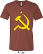 Mens Soviet Shirt Yellow Hammer And Sickle Tri Blend V-neck Tee