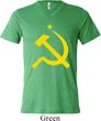 Mens Soviet Shirt Yellow Hammer And Sickle Tri Blend V-neck Tee