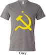 Mens Soviet Shirt Yellow Hammer And Sickle Tri Blend V-neck Tee