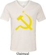 Mens Soviet Shirt Yellow Hammer And Sickle Tri Blend V-neck Tee
