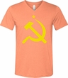 Mens Soviet Shirt Yellow Hammer And Sickle Tri Blend V-neck Tee