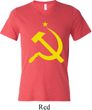 Mens Soviet Shirt Yellow Hammer And Sickle Tri Blend V-neck Tee