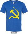 Mens Soviet Shirt Yellow Hammer And Sickle Tri Blend V-neck Tee