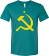 Mens Soviet Shirt Yellow Hammer And Sickle Tri Blend V-neck Tee