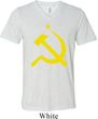Mens Soviet Shirt Yellow Hammer And Sickle Tri Blend V-neck Tee