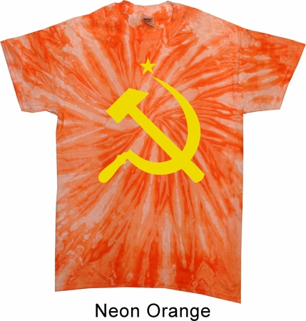 Mens Soviet Shirt Yellow Hammer And Sickle Twist Tie Dye Tee T-shirt