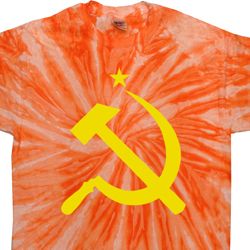 Mens Soviet Shirt Yellow Hammer And Sickle Twist Tie Dye Tee T-shirt