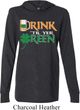 Mens St Patrick's Day Shirt Drink Til Yer Green Lightweight Hoodie Tee