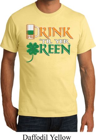 Mens St Patrick's Day Shirt Drink Til Yer Green Organic Tee T-Shirt