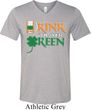 Mens St Patrick's Day Shirt Drink Til Yer Green Tri Blend V-neck Tee