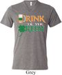 Mens St Patrick's Day Shirt Drink Til Yer Green Tri Blend V-neck Tee