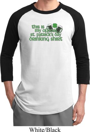 Mens St Patrick's Day Shirt Official Drinking Shirt Raglan Tee T-Shirt
