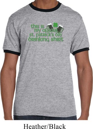 Mens St Patrick's Day Shirt Official Drinking Shirt Ringer Tee T-Shirt