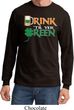 Mens St Patrick's Shirt Drink Til Yer Green Long Sleeve Tee T-Shirt