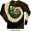 Mens St Patrick's Shirt Drink Til Yer Green Long Sleeve Tie Dye Tee