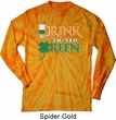 Mens St Patrick's Shirt Drink Til Yer Green Long Sleeve Tie Dye Tee
