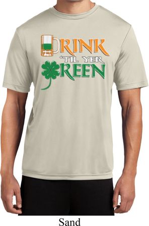 Mens St Patrick's Shirt Drink Til Yer Green Moisture Wicking Tee