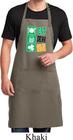 Mens St Patricks Day Eat Drink Be Irish Full Length Apron