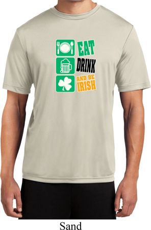Mens St Patricks Day Eat Drink Be Irish Moisture Wicking Tee T-Shirt