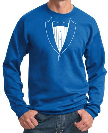 Mens Sweatshirt Basic White Tuxedo Sweat Shirt
