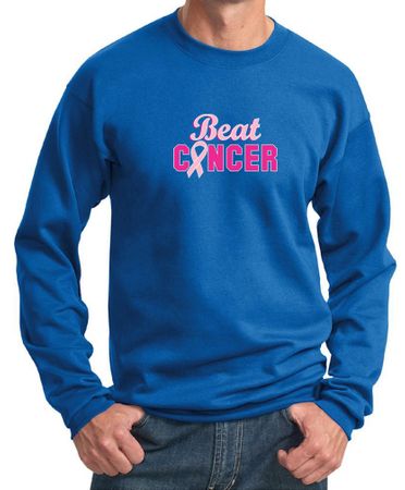Mens Sweatshirt Breast Cancer Awareness Beat Cancer Sweat Shirt