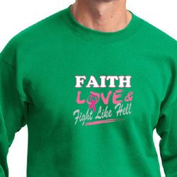 Mens Sweatshirt Breast Cancer Awareness Faith Love Fight Sweat Shirt