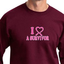 Mens Sweatshirt Breast Cancer Awareness I Heart a Survivor Sweat Shirt Mens Sweatshirt Breast Cancer Awareness I Heart a Survivor Sweat Shirt