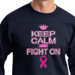 Mens Sweatshirt Breast Cancer Awareness Keep Calm Sweat Shirt