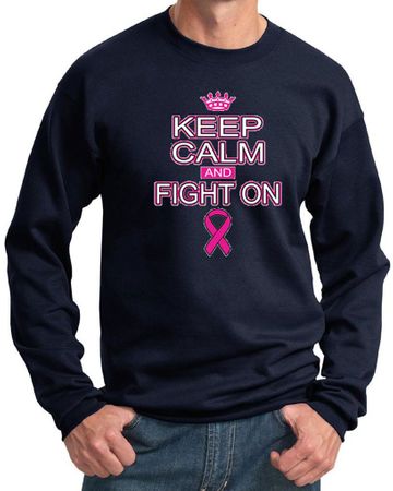Mens Sweatshirt Breast Cancer Awareness Keep Calm Sweat Shirt