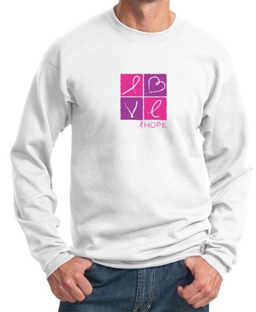 Mens Sweatshirt Breast Cancer Awareness Love Hope Sweat Shirt