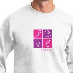 Mens Sweatshirt Breast Cancer Awareness Love Hope Sweat Shirt