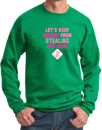 Mens Sweatshirt Breast Cancer Awareness Second 2nd Base Sweat Shirt