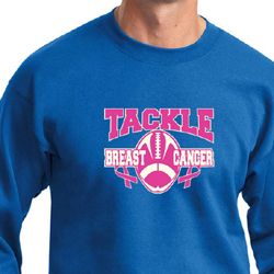 Mens Sweatshirt Breast Cancer Awareness Tackle Cancer Sweat Shirt