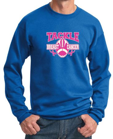 Mens Sweatshirt Breast Cancer Awareness Tackle Cancer Sweat Shirt