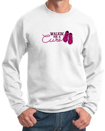 Mens Sweatshirt Breast Cancer Awareness Walkin For a Cure Sweat Shirt